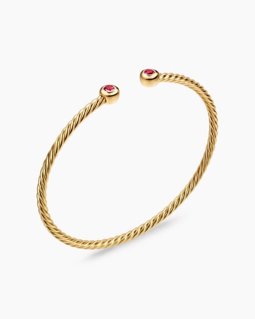 Womens Micro Cablespira Flex Round Bracelet in 18K Yellow Gold, 2.6mm