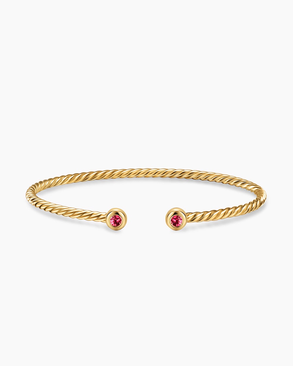 Womens Micro Cablespira® Flex Round Bracelet in 18ct Yellow Gold with Rubies, 2.6mm