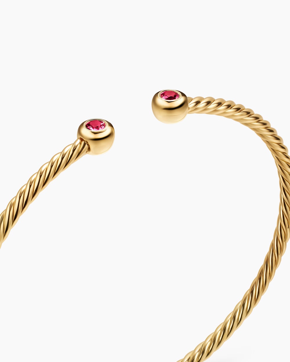 Womens Micro Cablespira® Flex Round Bracelet in 18ct Yellow Gold with Rubies, 2.6mm