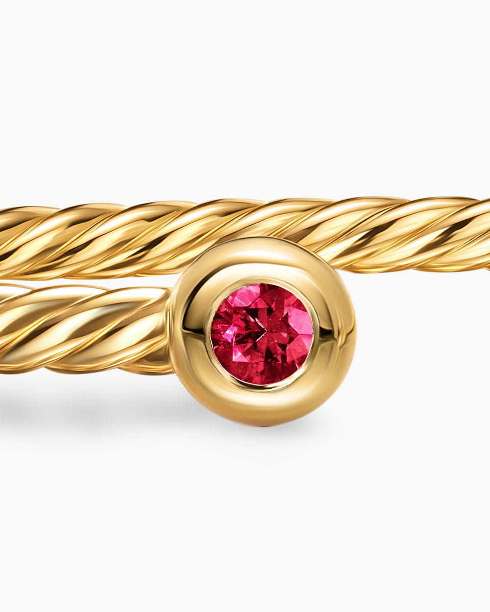 Womens Micro Cablespira® Flex Round Bracelet in 18ct Yellow Gold with Rubies, 2.6mm