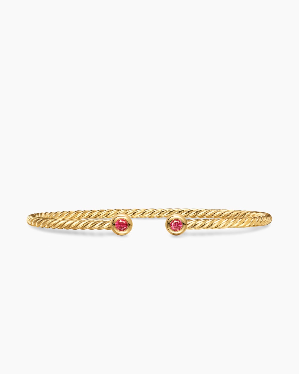 Womens Micro Cablespira® Flex Round Bracelet in 18ct Yellow Gold with Rubies, 2.6mm