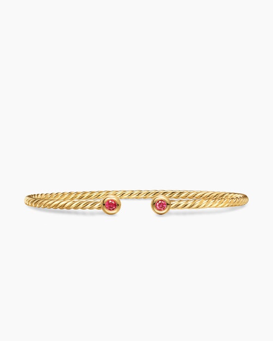 Micro Cablespira® Flex Round Bracelet in 18K Yellow Gold with Rubies, 2.6mm