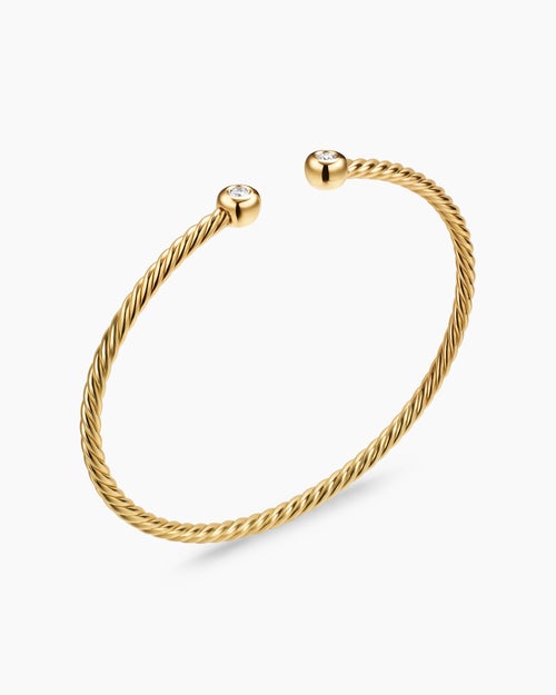 Womens Micro Cablespira® Flex Round Bracelet in 18K Yellow Gold with Diamonds, 2.6mm
