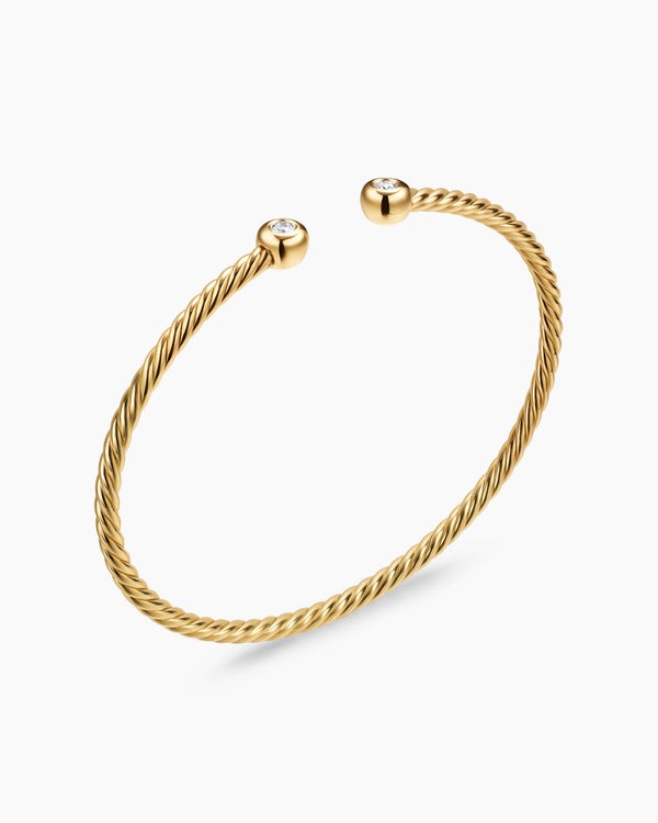 Micro Cablespira Flex Round Bracelet in 18K Yellow Gold with Diamonds, 2.6mm