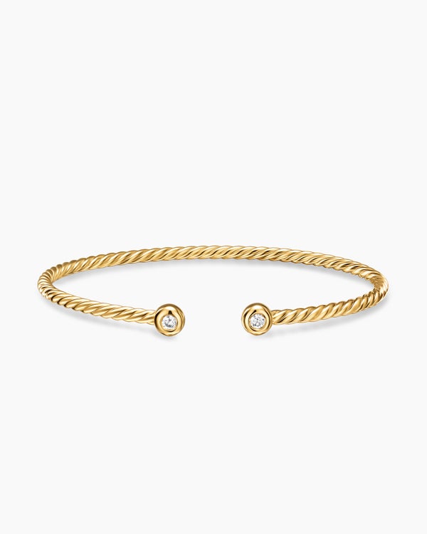 Micro Cablespira Flex Round Bracelet in 18K Yellow Gold with Diamonds, 2.6mm