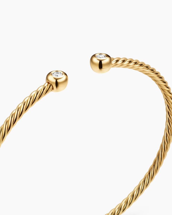 Micro Cablespira Flex Round Bracelet in 18K Yellow Gold with Diamonds, 2.6mm