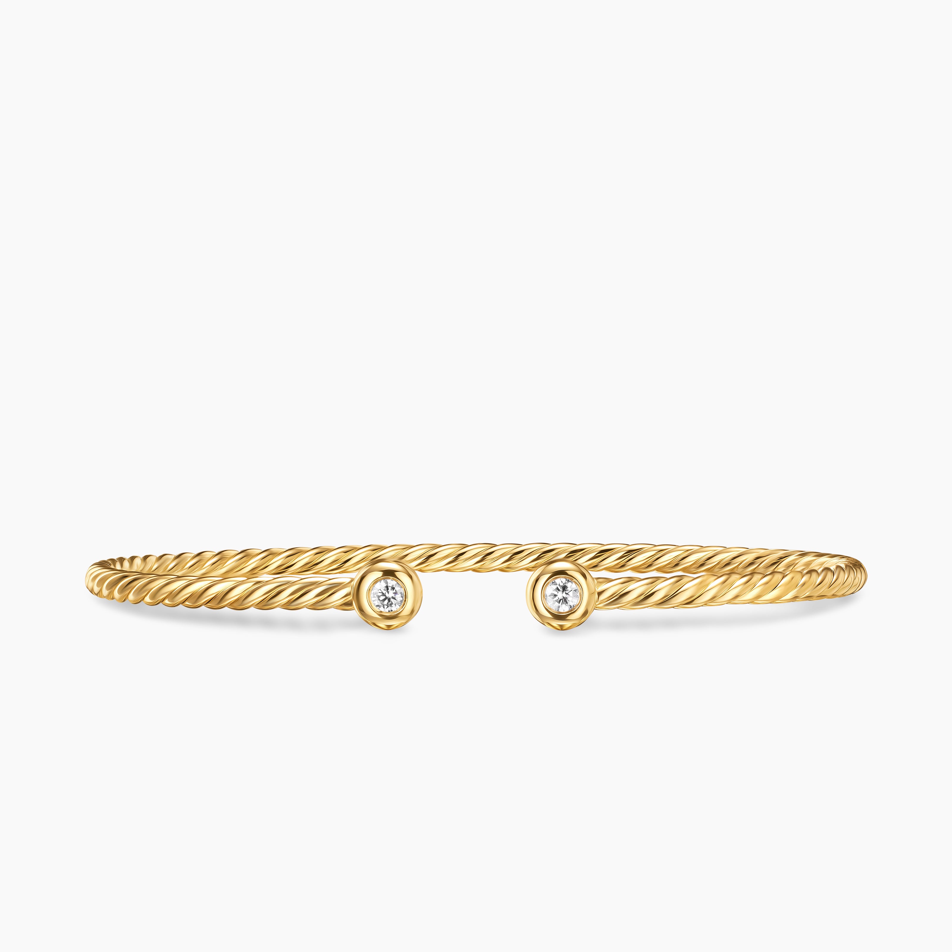 Womens Micro Cablespira Flex Round Bracelet in 18K Yellow Gold with Diamonds, 2.6mm