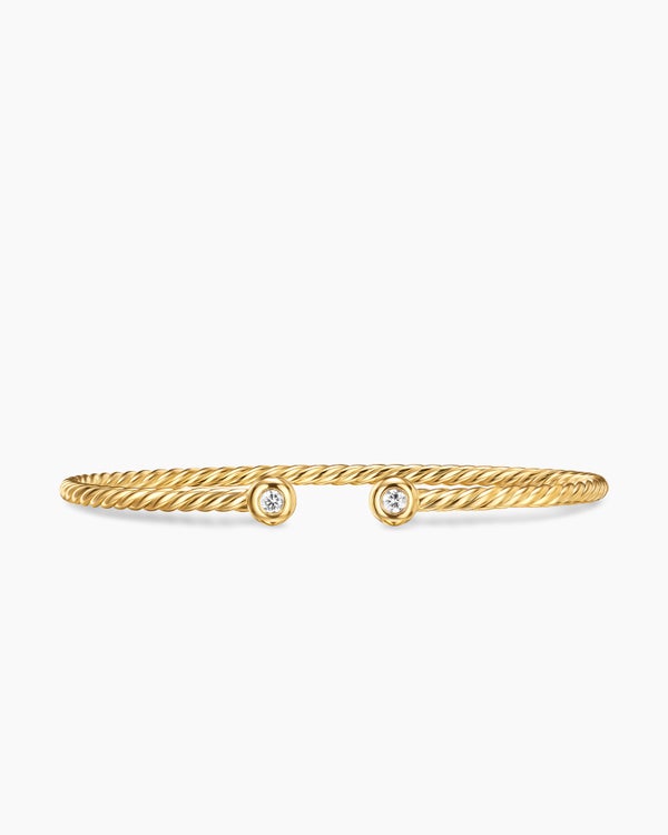 Micro Cablespira Flex Round Bracelet in 18K Yellow Gold with Diamonds, 2.6mm