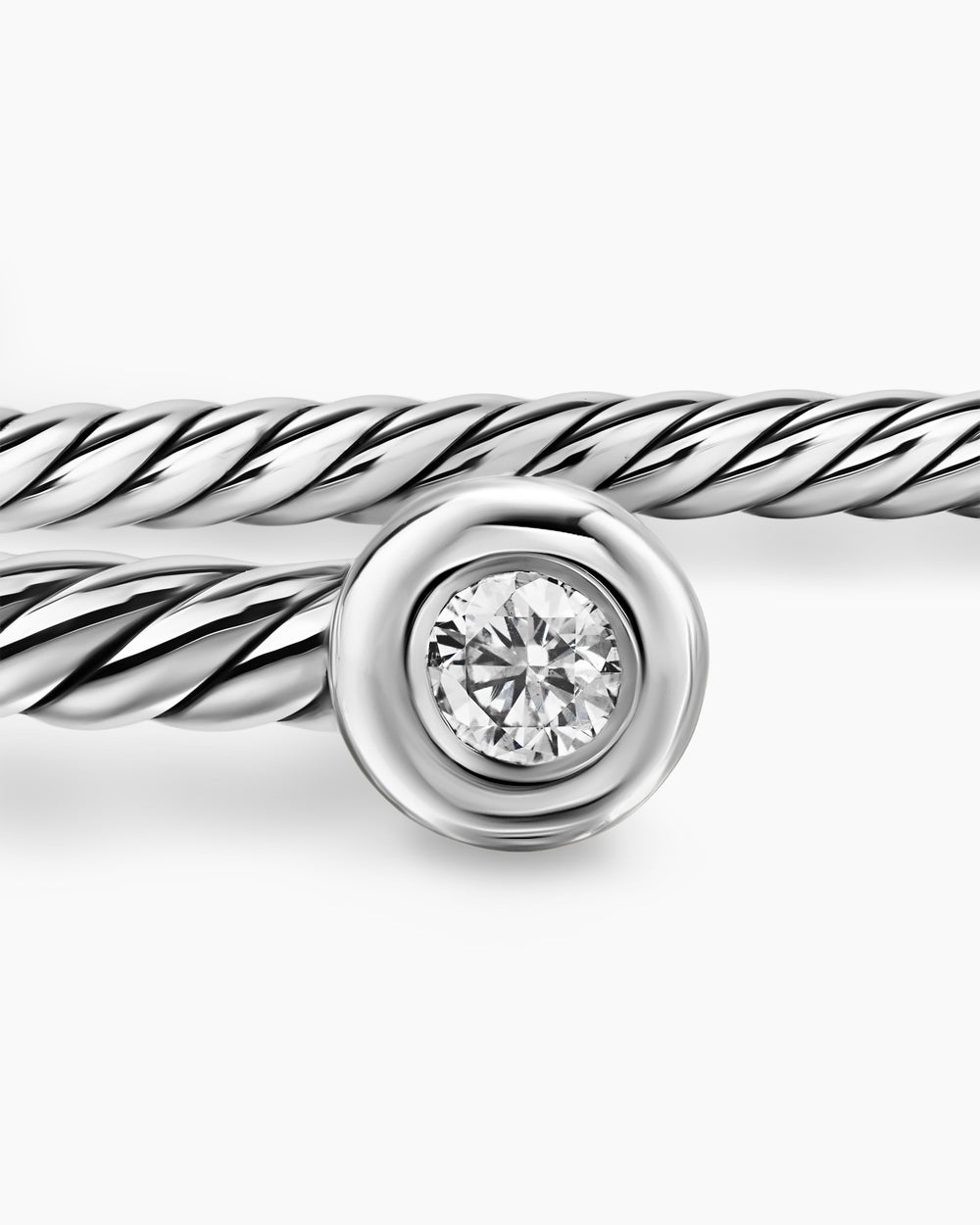 Womens Micro Cable Flex® Round Bracelet in Sterling Silver with Diamonds, 2.6mm