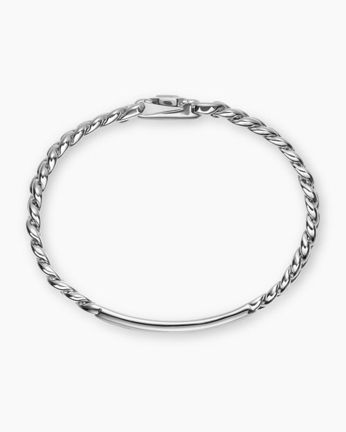 Womens Curb Chain ID Bracelet in Sterling Silver, 7mm