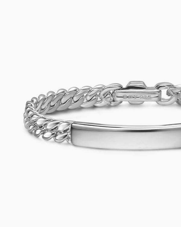 Curb Chain ID Bracelet in Sterling Silver, 7mm