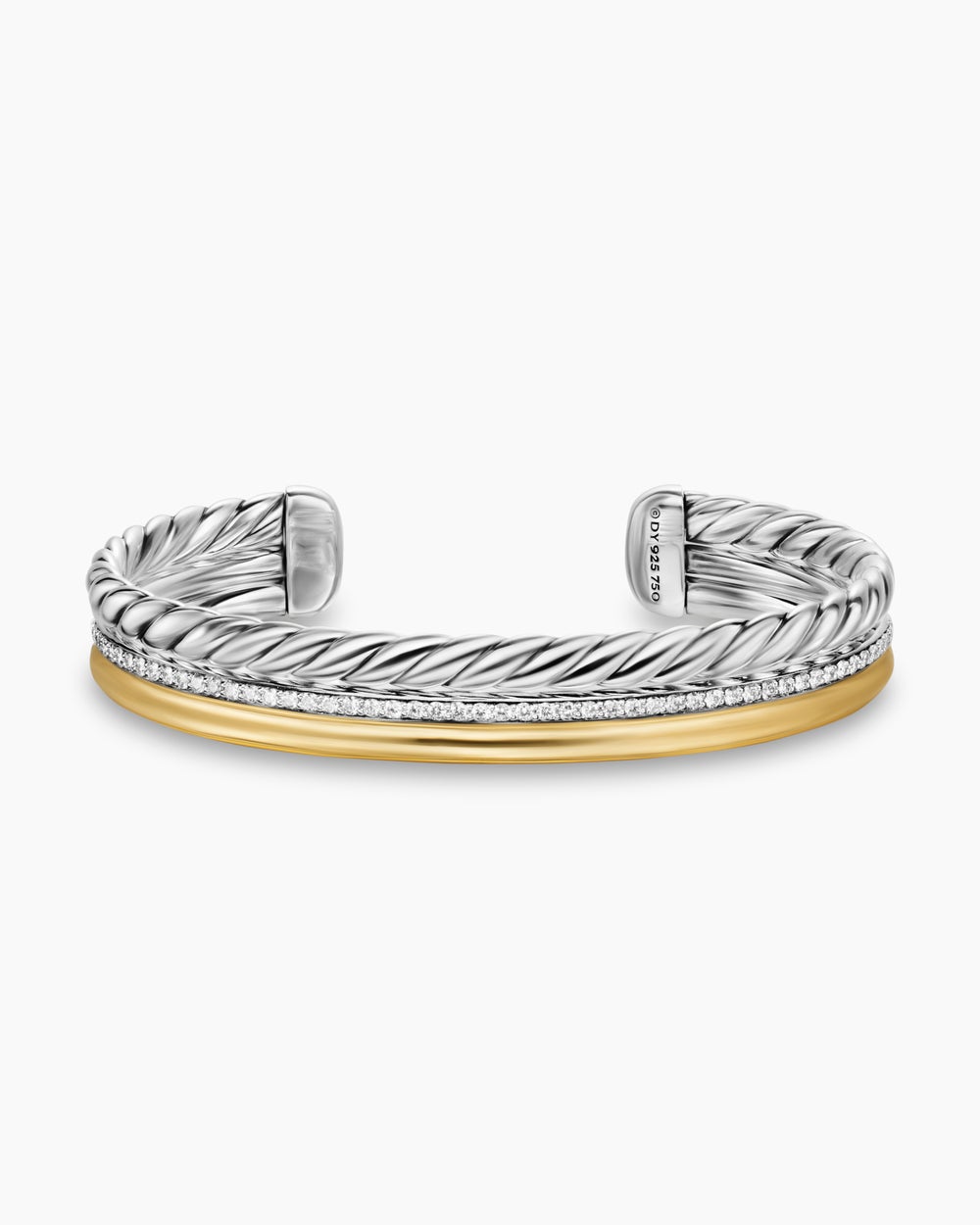 Bracelet-manchette à trois rangs DY Mercer en argent sterling avec or jaune 18 carats et diamants, 10,4 mm femmes