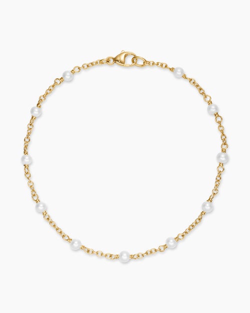 Womens Pearl Classics Station Bracelet in 18K Yellow Gold, 3.5mm