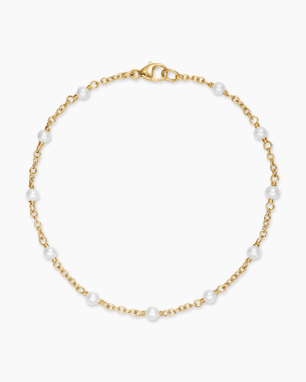Womens Pearl Classics Station Bracelet in 18K Yellow Gold, 3.5mm