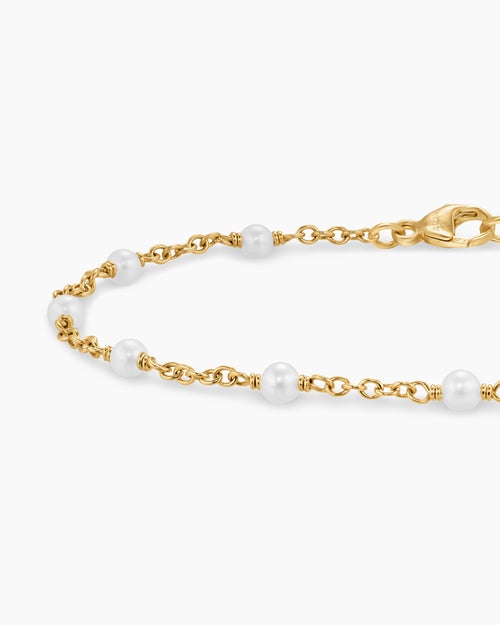 Womens Pearl Classics Station Bracelet in 18K Yellow Gold, 3.5mm