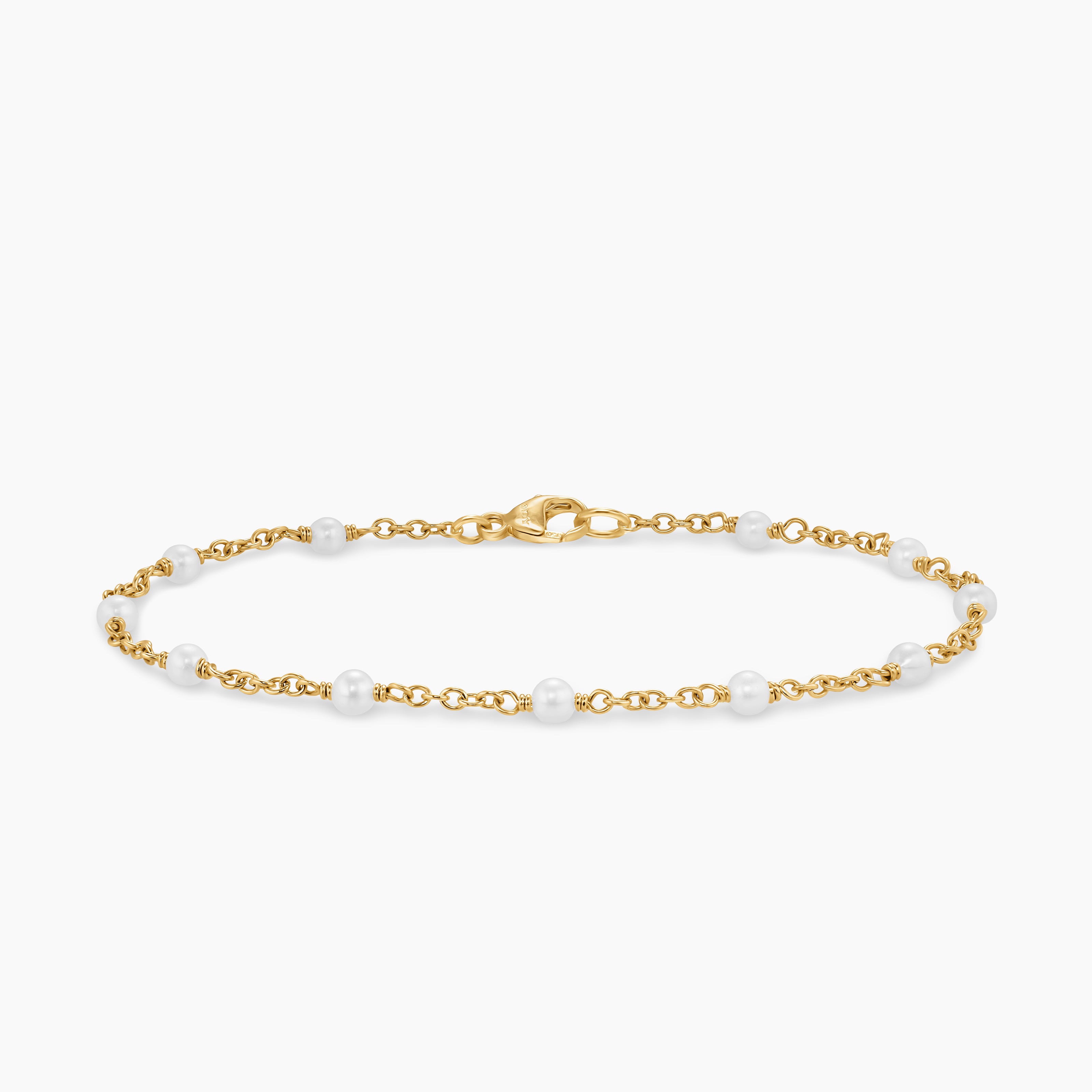 Womens Pearl Classics Station Bracelet in 18K Yellow Gold, 3.5mm