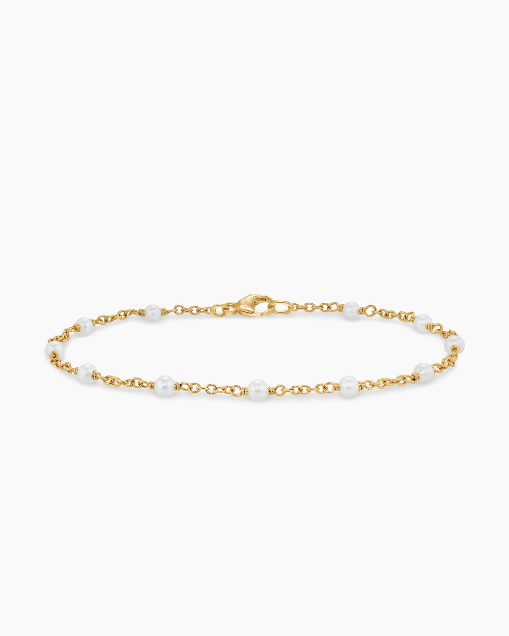 Womens Pearl Classics Station Bracelet in 18K Yellow Gold, 3.5mm