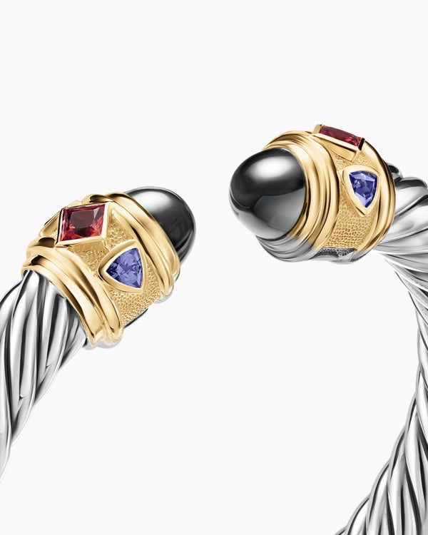 Renaissance Cable Flex Bracelet in Sterling Silver with 14K Yellow Gold, 9mm