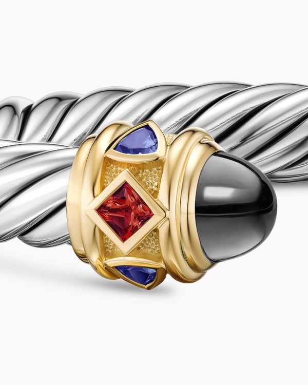 Renaissance Cable Flex Bracelet in Sterling Silver with 14K Yellow Gold, 9mm