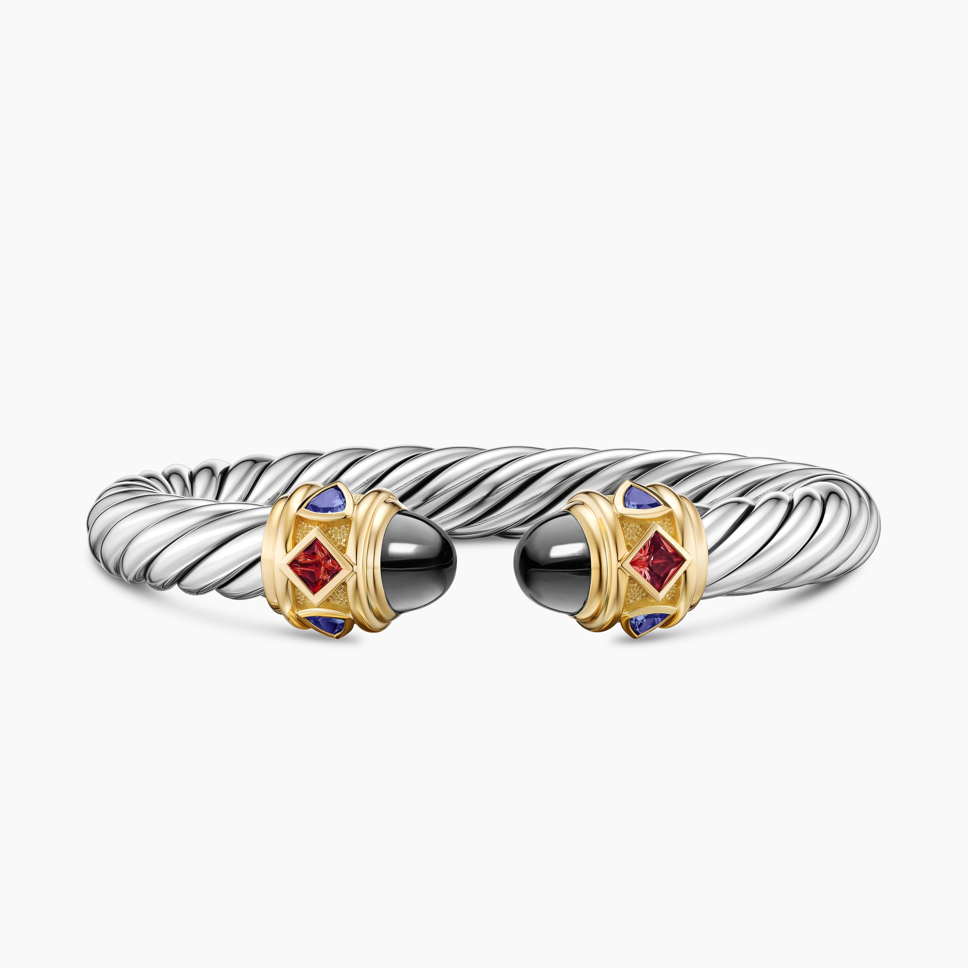 Womens Renaissance Cable Flex Bracelet in Sterling Silver with 14K Yellow Gold, 9mm