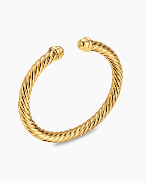 Womens Cablespira Flex Bracelet in 18K Yellow Gold, 6mm