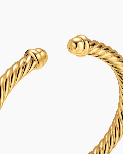 Womens Cablespira Flex Bracelet in 18K Yellow Gold, 6mm