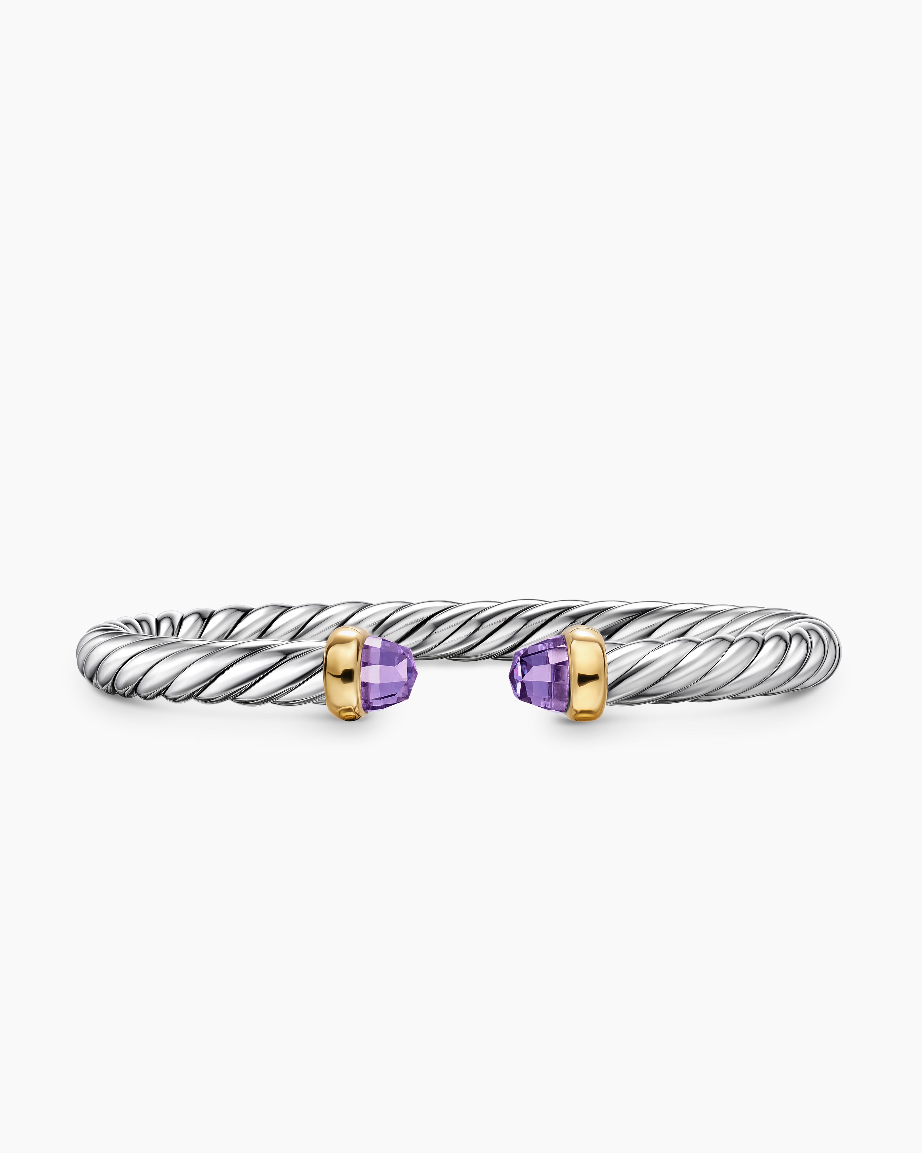 Bracelet Cable Flex&reg; en argent sterling avec or jaune 14 carats et am&eacute;thyste, 6 mm femmes 
