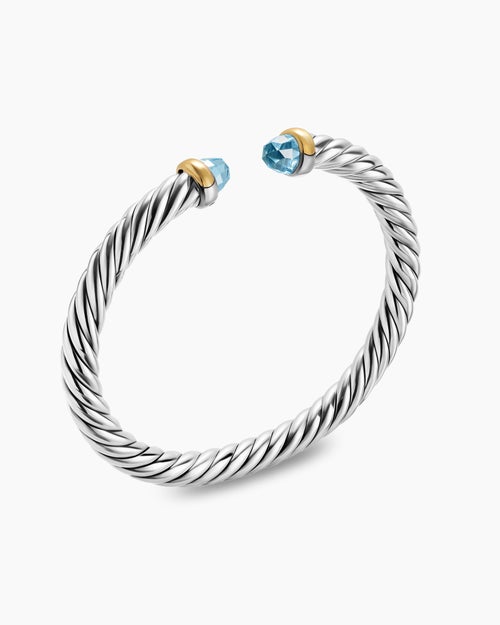 Bracelet Cable Flex en argent massif avec or jaune 14 carats, 6 mm