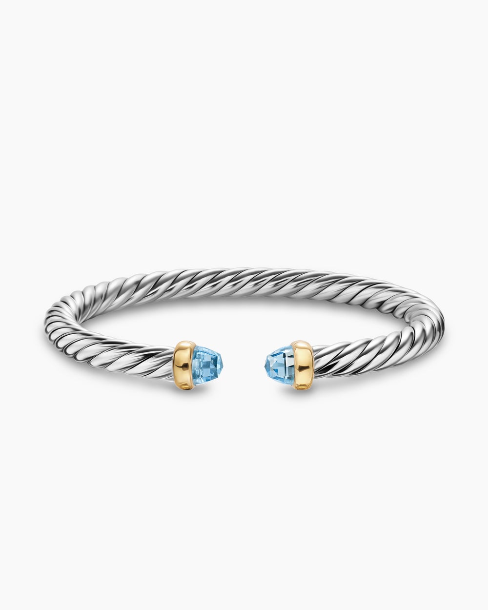 Womens Cable Flex Bracelet in Sterling Silver with 14ct Yellow Gold, 6mm