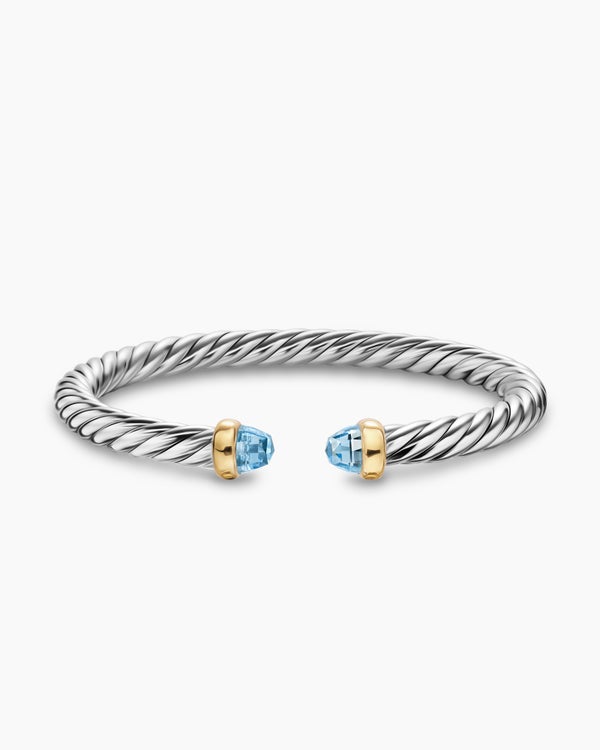 Bracelet Cable Flex en argent massif avec or jaune 14 carats, 6 mm