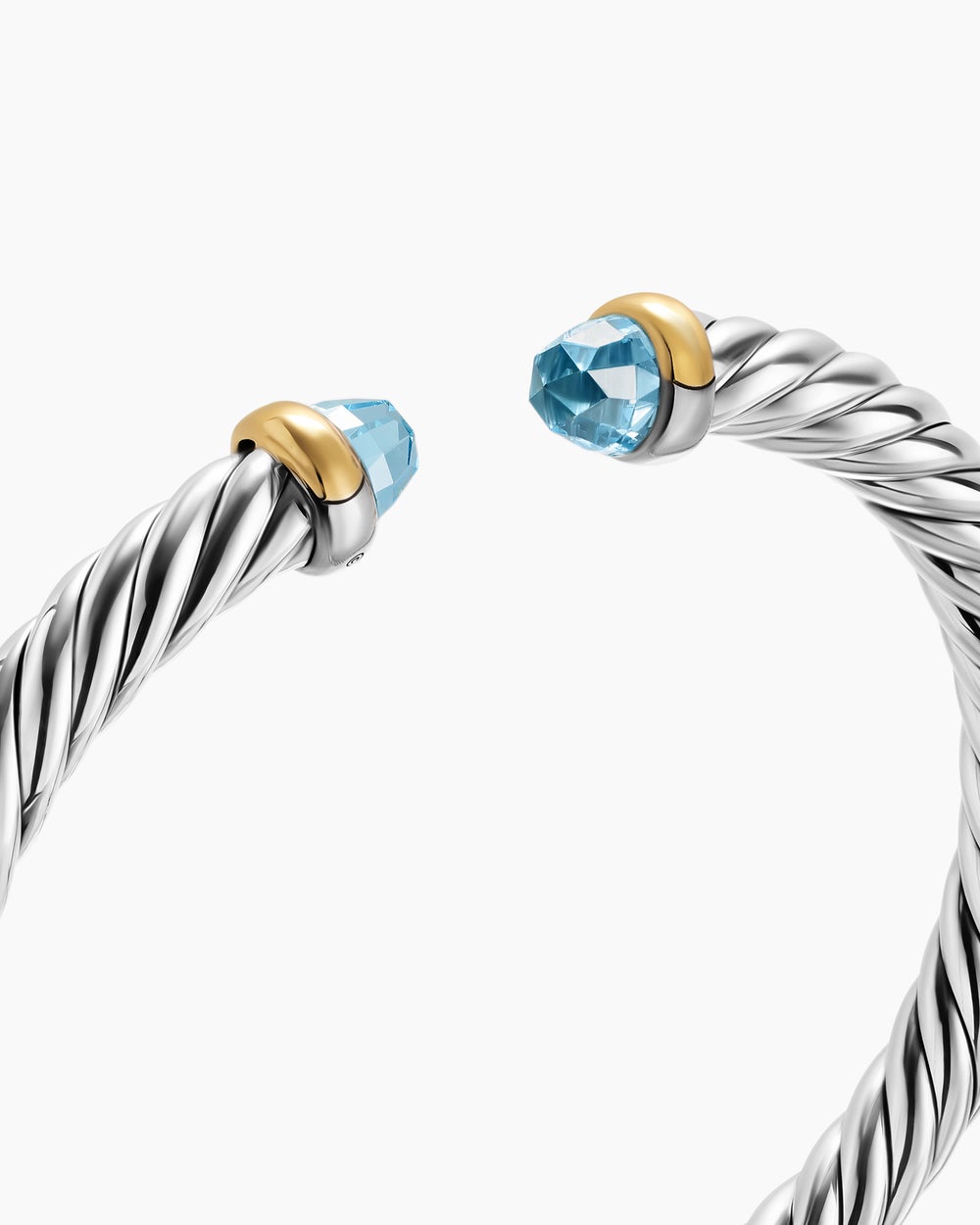 Womens Cable Flex Bracelet in Sterling Silver with 14ct Yellow Gold, 6mm