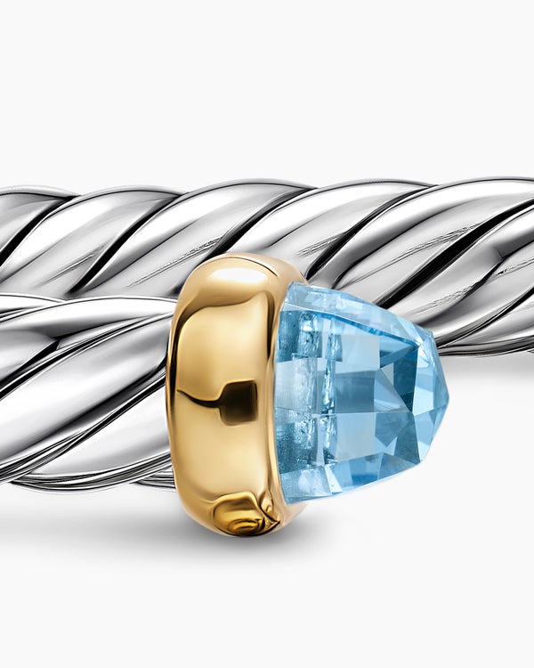 Bracelet Cable Flex en argent massif avec or jaune 14 carats, 6 mm