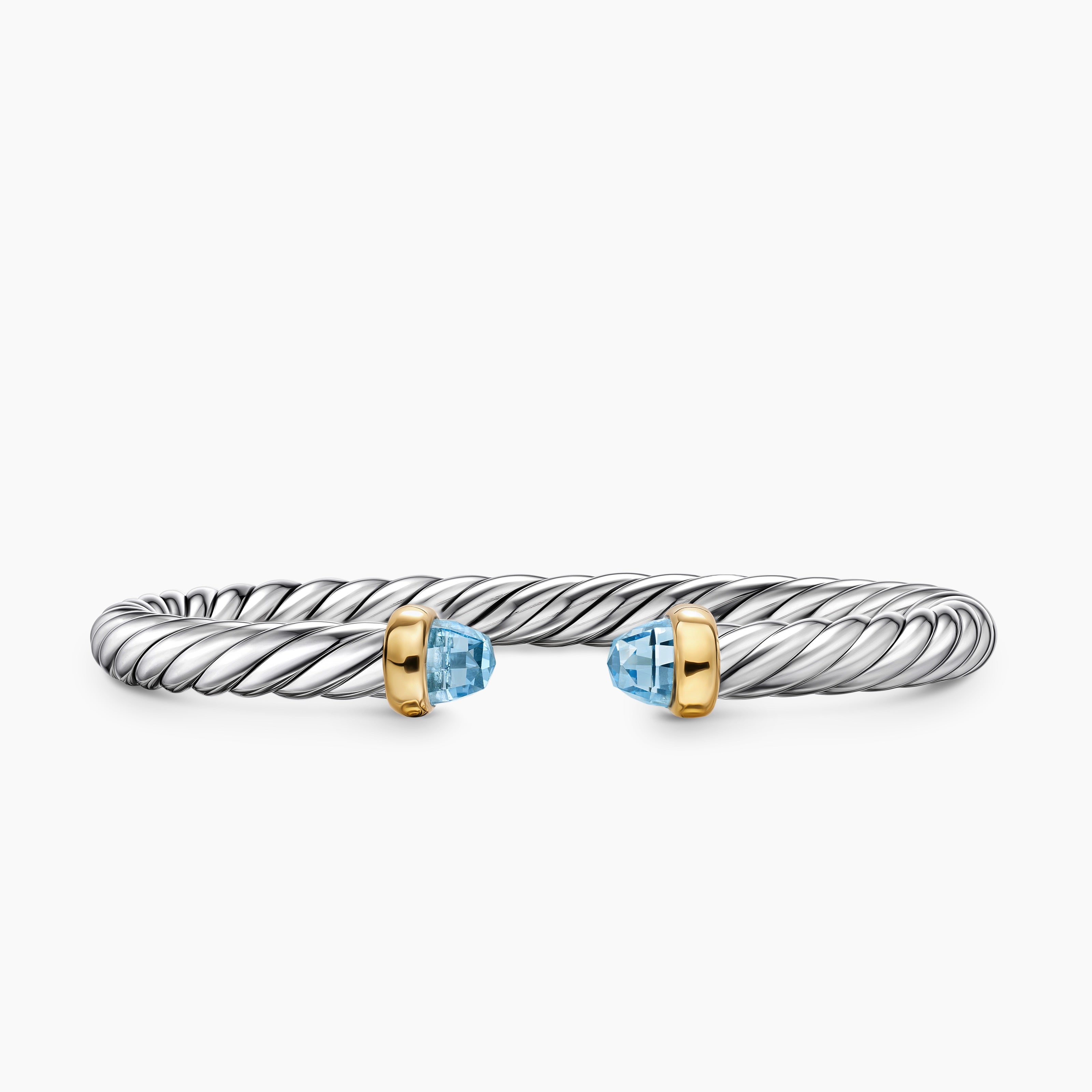 Bracelet Cable Flex en argent massif avec or jaune 14 carats, 6 mm femme 