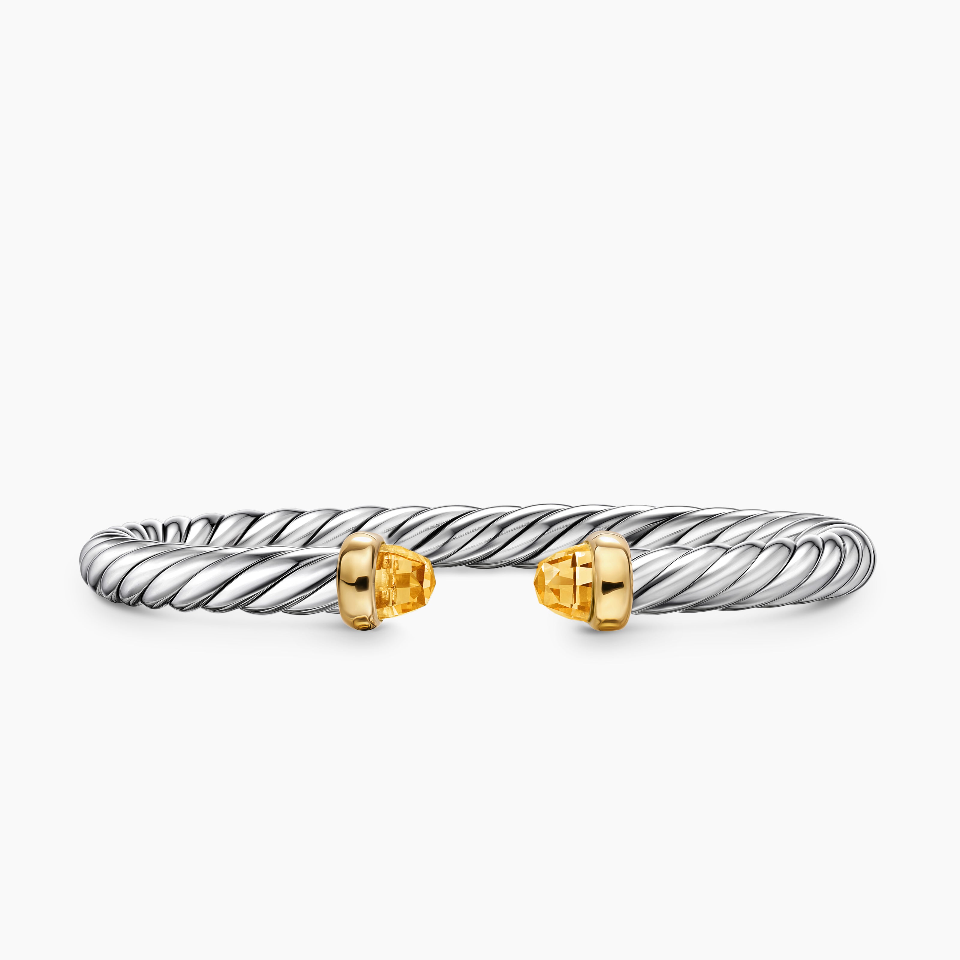 Bracelet Cable Flex en argent massif avec or jaune 14 carats, 6 mm femme 