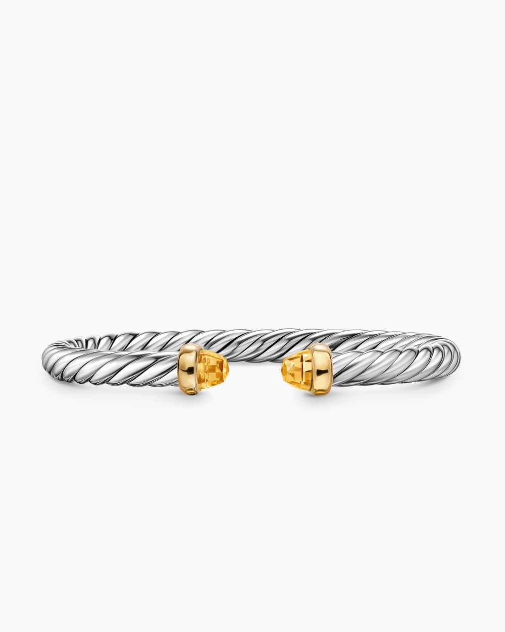 Womens Cable Flex Bracelet in Sterling Silver with 14ct Yellow Gold, 6mm