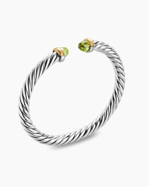 Bracelet Cable Flex en argent massif avec or jaune 14 carats, 6 mm