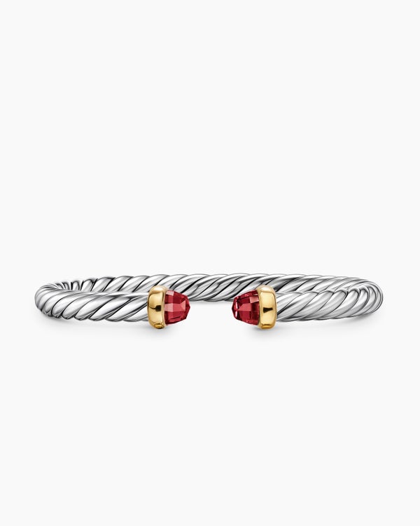 Cable Flex Bracelet in Sterling Silver with 14K Yellow Gold, 6mm