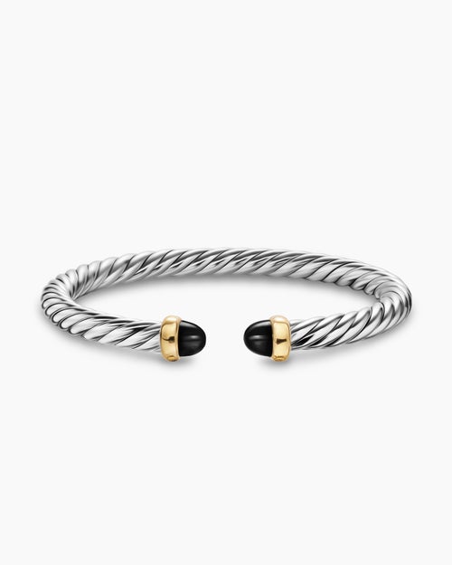 Bracelet Cable Flex en argent massif avec or jaune 14 carats, 6 mm