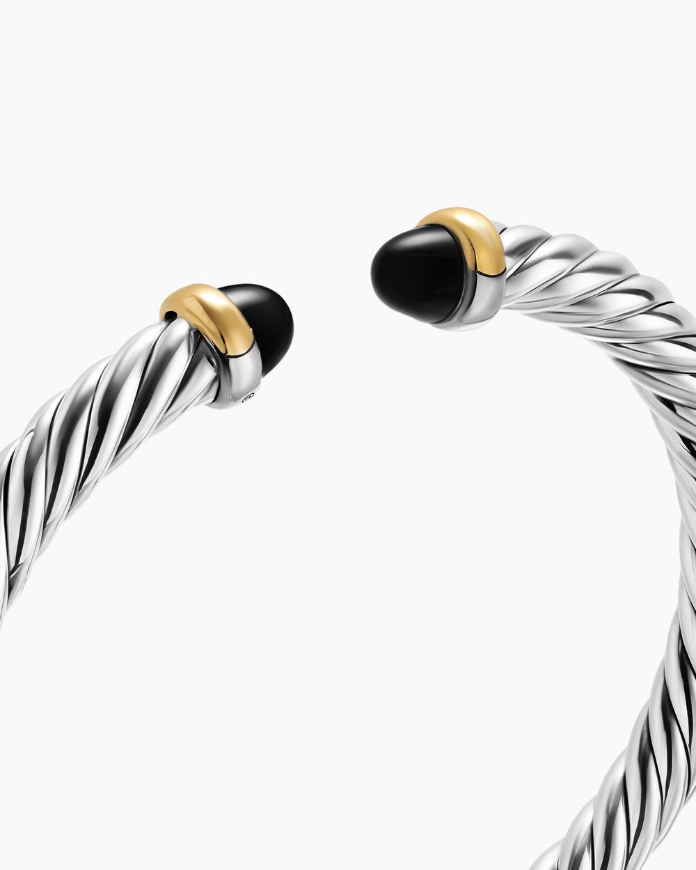 Womens Cable Flex Bracelet in Sterling Silver with 14ct Yellow Gold, 6mm