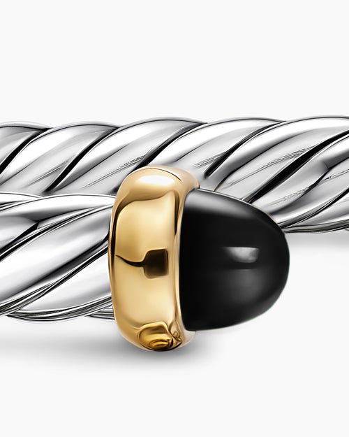 Bracelet Cable Flex en argent massif avec or jaune 14 carats, 6 mm