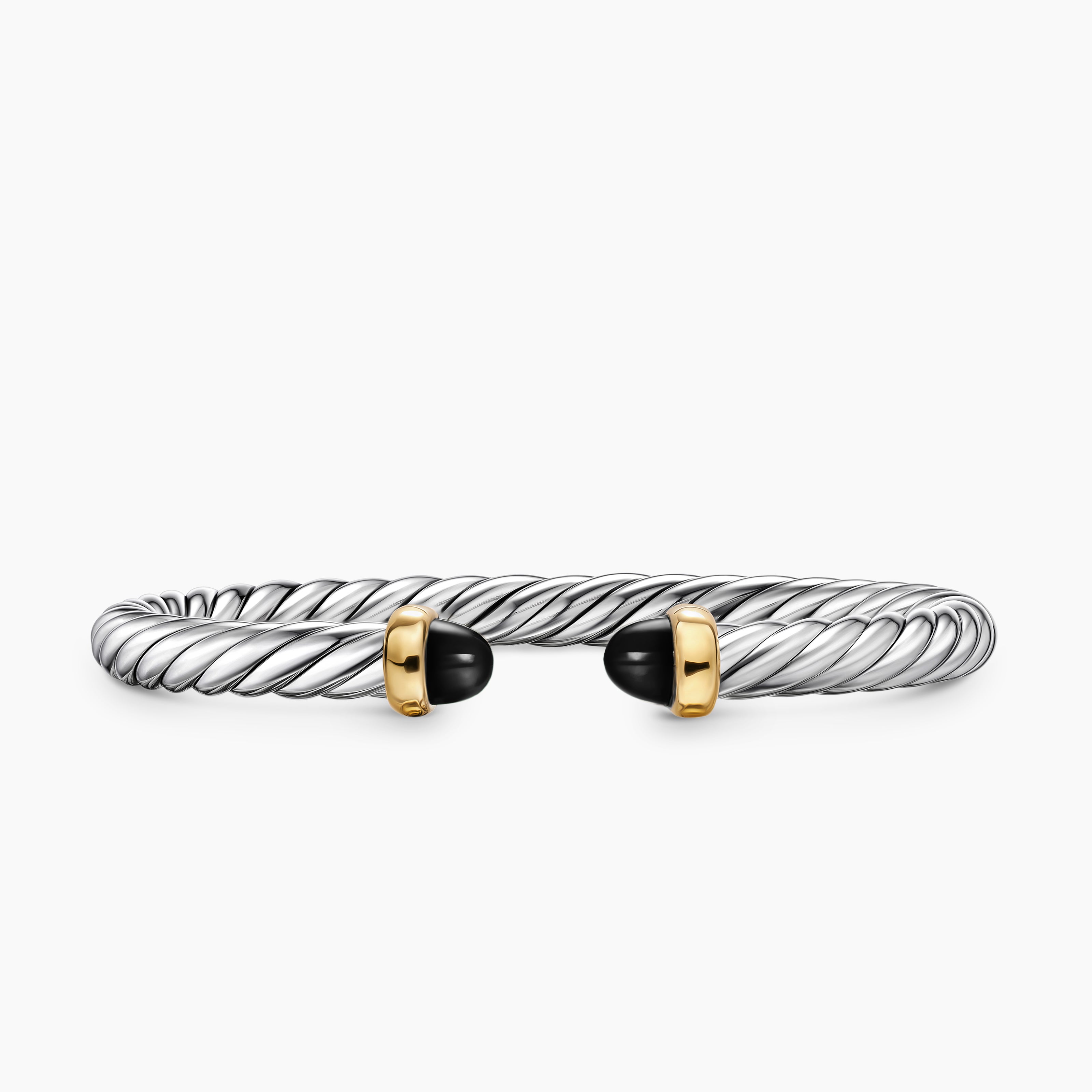 Bracelet Cable Flex en argent massif avec or jaune 14 carats, 6 mm femme 