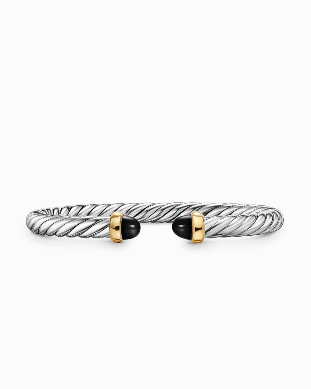 Womens Cable Flex Bracelet in Sterling Silver with 14ct Yellow Gold, 6mm