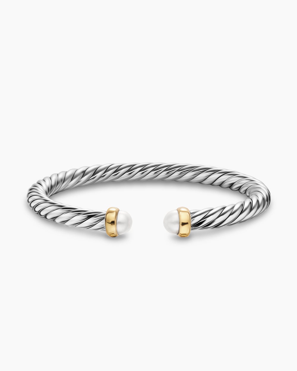 Womens Cable Flex Bracelet in Sterling Silver with 14ct Yellow Gold, 6mm