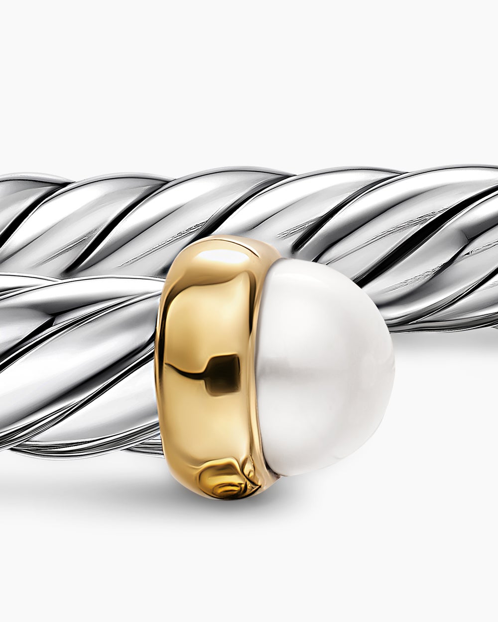 Womens Cable Flex Bracelet in Sterling Silver with 14ct Yellow Gold, 6mm