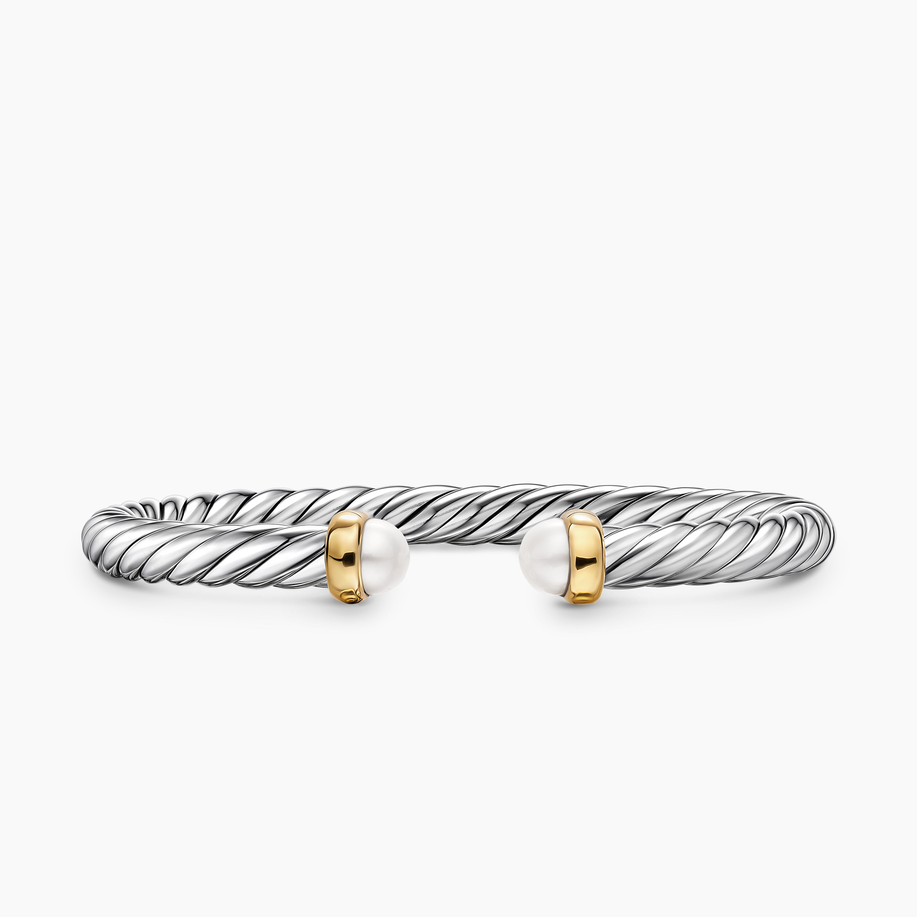Bracelet Cable Flex en argent massif avec or jaune 14 carats, 6 mm femme 