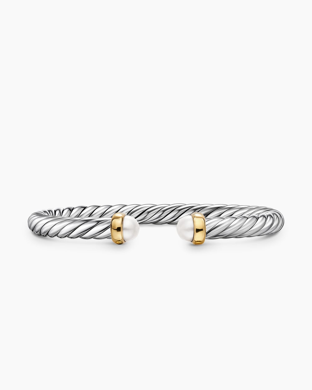 Womens Cable Flex Bracelet in Sterling Silver with 14ct Yellow Gold, 6mm