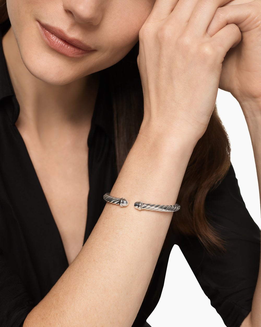 Womens Cable Flex Bracelet in Sterling Silver, 6mm