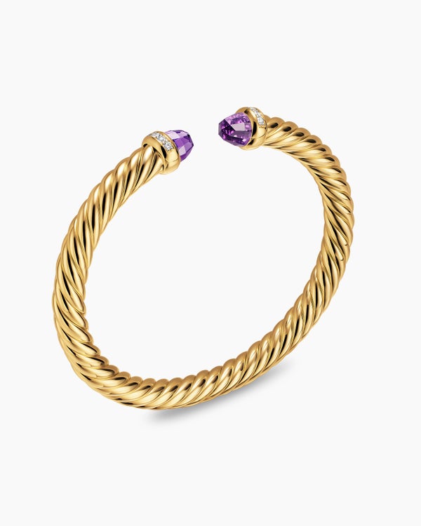 Cablespira Flex Bracelet in 18K Yellow Gold with Diamonds, 6mm