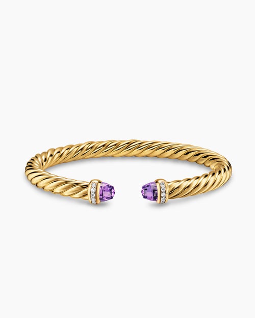 Womens Cablespira Flex Bracelet in 18K Yellow Gold with Diamonds, 6mm