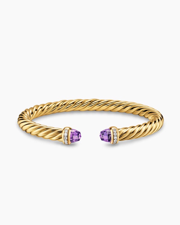 Cablespira Flex Bracelet in 18K Yellow Gold with Diamonds, 6mm